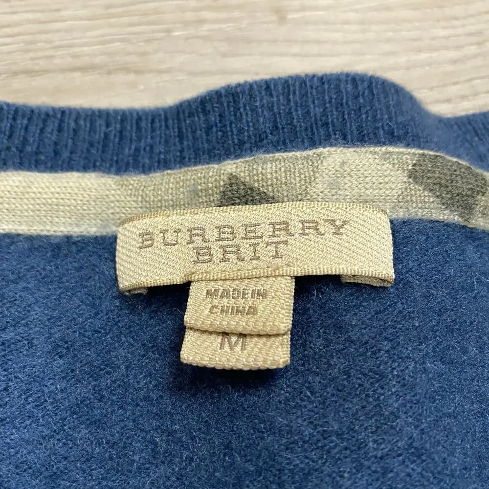 Burberry Brit‎ Cashmere Nova Check Shoulder Sweater Men's M Preppy